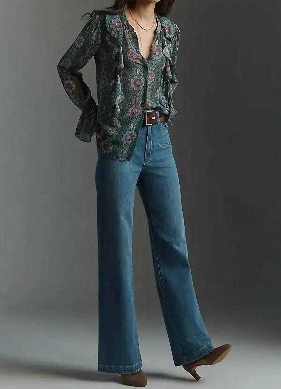 NEW PAIGE anessa high rise wide leg jeans in written